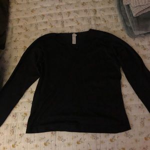 Black Long Sleeve Lace Edge Top